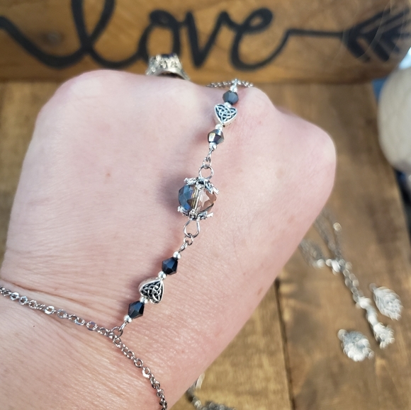 Celtic Heart Slave Bracelet Hand Chain Boho Belly Dancer Jewelry Stainless Steel - Picture 14 of 15